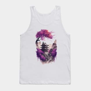 Japanese Scenery In Watercolor Tank Top